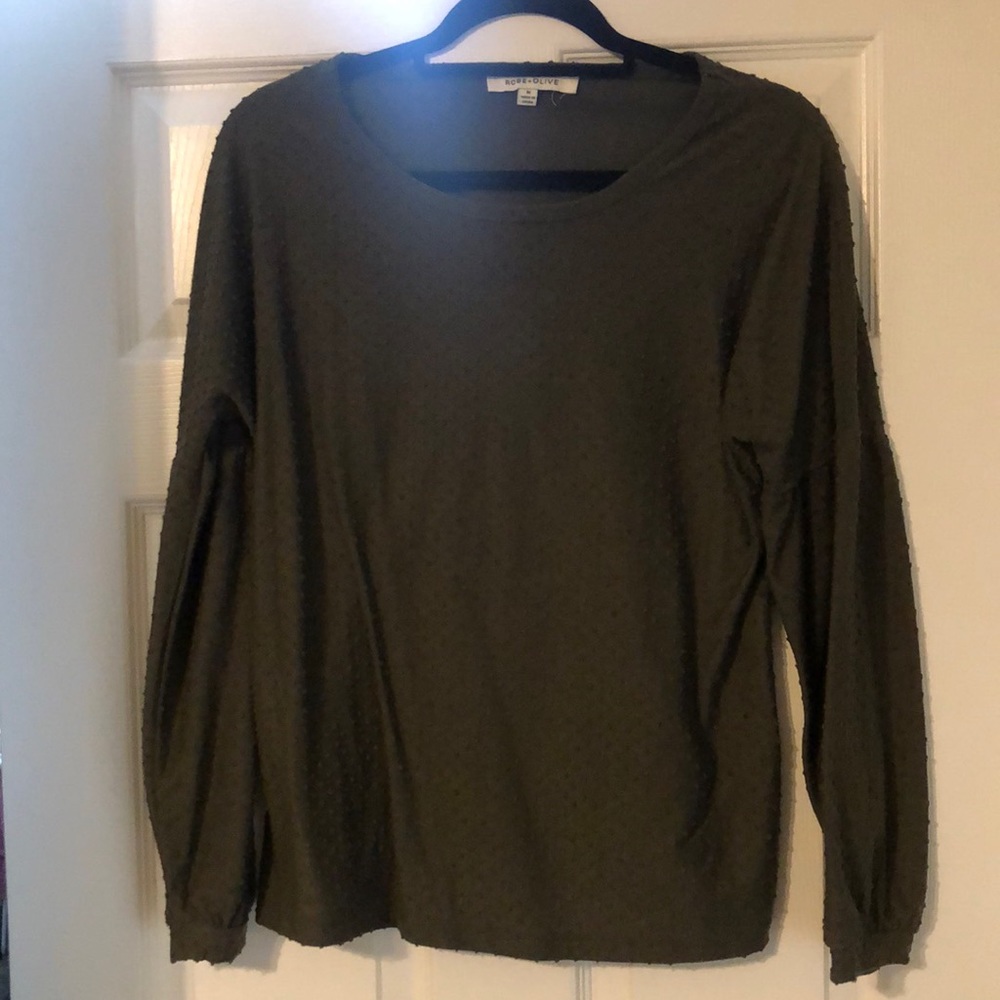 Olive green dotted blouse